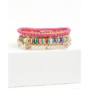 Multi Bead & Coin Charm Bracelet Set